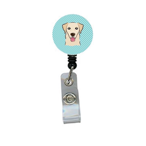 Teachers Aid Checkerboard Blue Golden Retriever Retractable Badge Reel TE250484